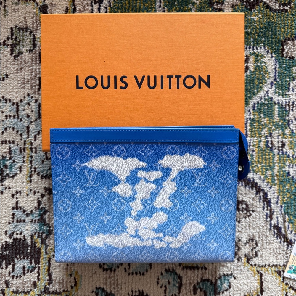 Louis Vuitton Blue and White Monogram Clutch